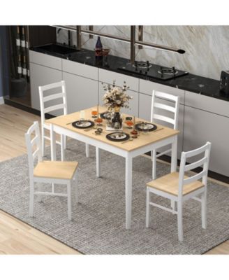 5-Piece Wooden Dining Set with Rectangular Table and 4 Chairs