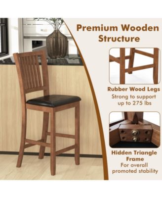 2-Piece Bar Chair Set Counter Height Bar Stool with Backrest