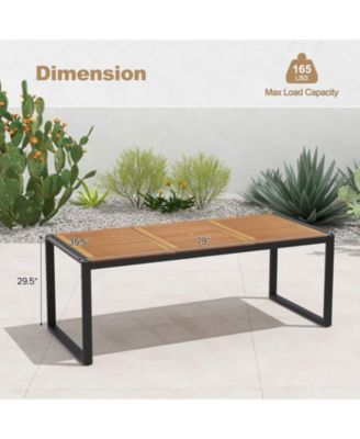 79 Inch Acacia Wood Patio Table with 1.9 Inch Umbrella Hole for Garden and Poolside