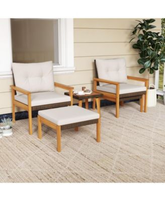 5 Piece Rattan Furniture Set with Square Table