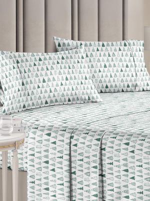 Christmas 4 Piece Microfiber Sheet Set (Queen / Trees 2)