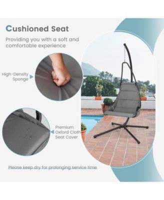 Hanging Chair with Stand and Extra Large Padded Seat