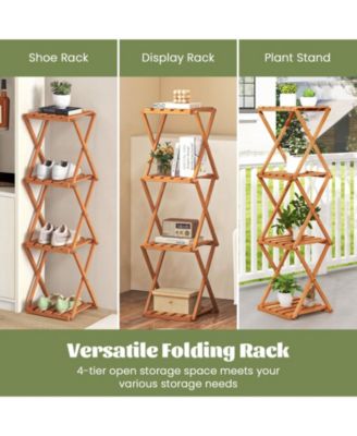 4-Tier Folding Plant Rack and Free-Standing Shoe Rack
