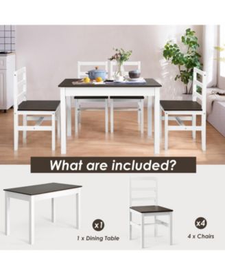 5 Pieces Solid Wood Compact Kitchen Dining Set