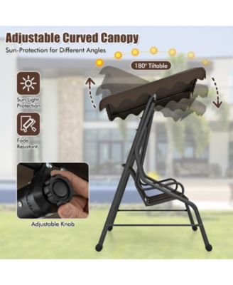 3-Seat Outdoor Porch Canopy Swing with Adjustable Shading