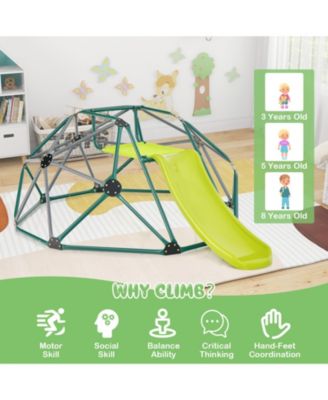 Kids Climbing Dome with Slide and Fabric Cushion for Garden Yard