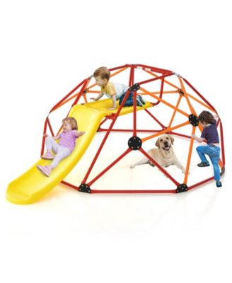 Kids Climbing Dome with Slide and Fabric Cushion for Garden Yard