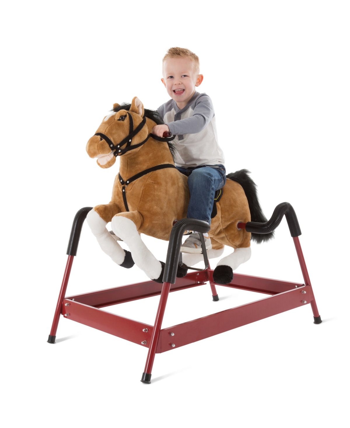 Trademark Global Happy Trails Kids Ride On Rocking Horse Toy In Brown ...