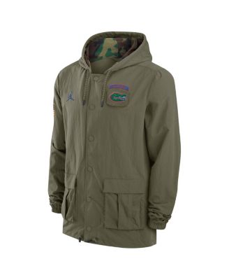 Men's Olive Florida Gators 2024 Military Appreciation Full-Snap Hoodie Military Jacket