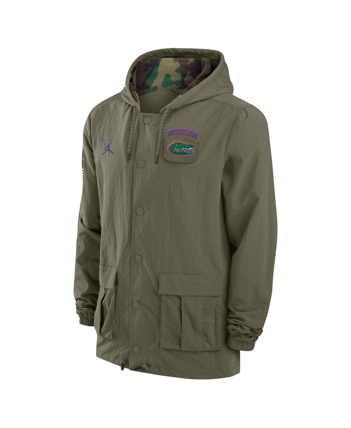 JORDAN MEN'S OLIVE FLORIDA GATORS 2024 MILITARY APPRECIATION FULL-SNAP HOODIE MILITARY JACKET 