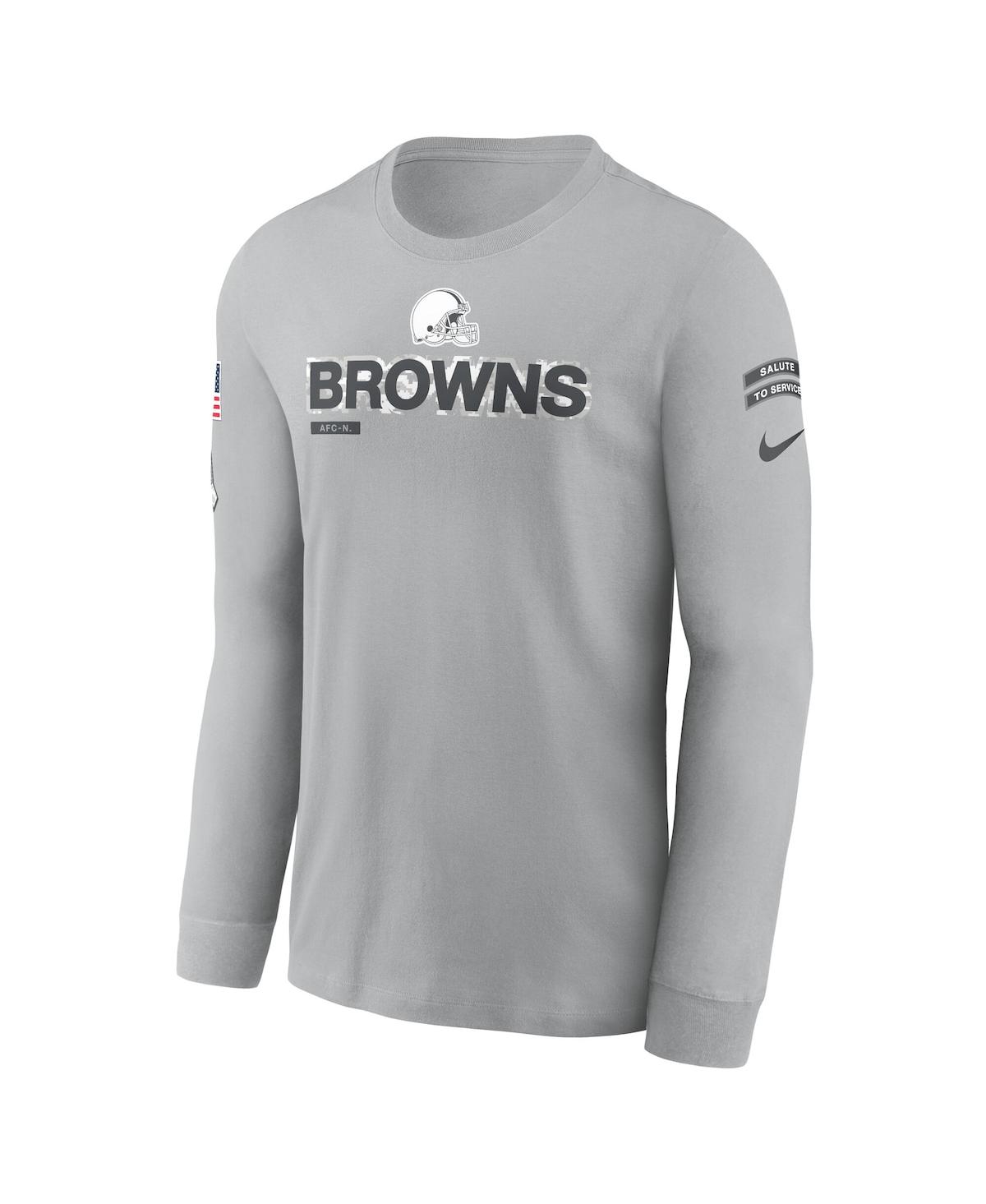 NIKE MEN'S GRAY CLEVELAND BROWNS 2024 SALUTE TO SERVICE LONG SLEEVE T-SHIRT
