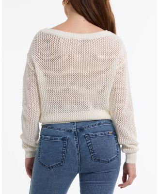 Women's Open Knit Pocket Detail Sweater