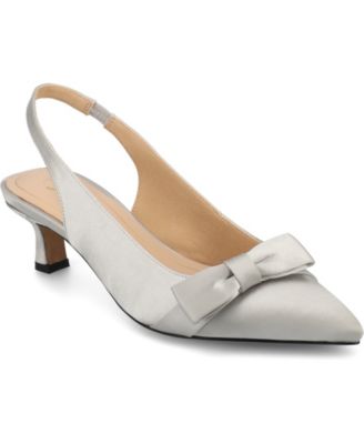 Journee Collection - Womens Paloma Bow Sling Back Pointed Toe Kitten Heel Pumps