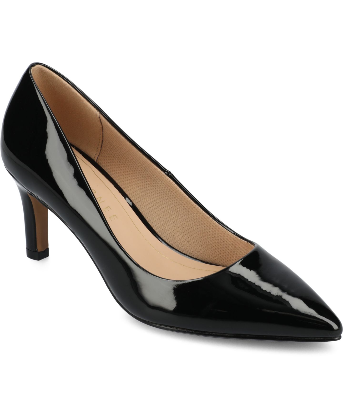 Женские туфли Journee Collection Scylee Pointed Toe Dress Pumps, цвет: Чёрный лаковый — фото 1