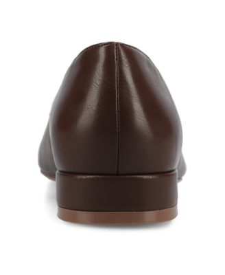 Journee Womens Carmin Medium and Wide Width Slip On Low Block Heel Pointed Toe Dress Flats