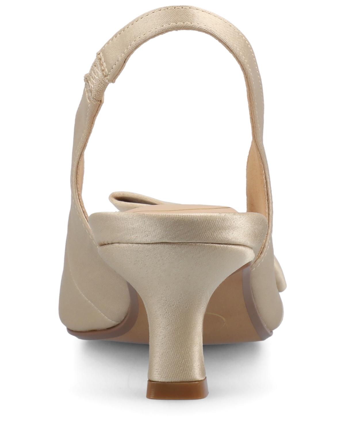 Shop Journee Collection Women's Paloma Bow Kitten Heel Slingback Pumps In Satin,champagne