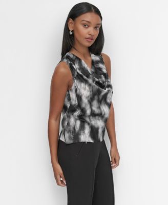 Petite Printed Cowlneck Top