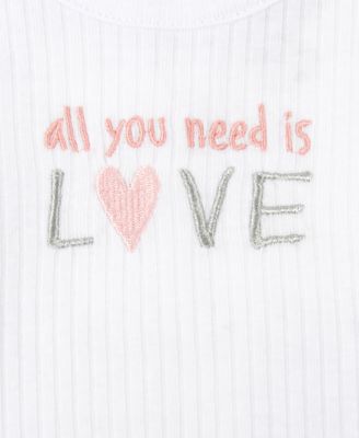 Baby Girls Love Bodysuit, Leggings, Headband & Socks, 4 Piece Set