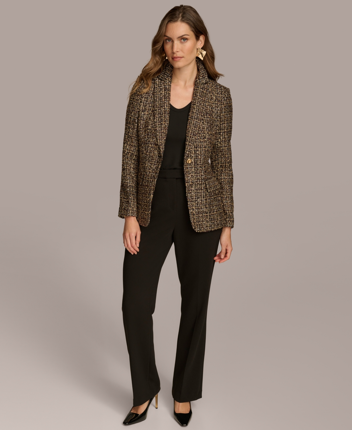 Donna Karan New York Women's Single-Button Tweed Blazer