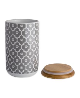 Lattice Paw Print Ceramic Pet Treat Canister