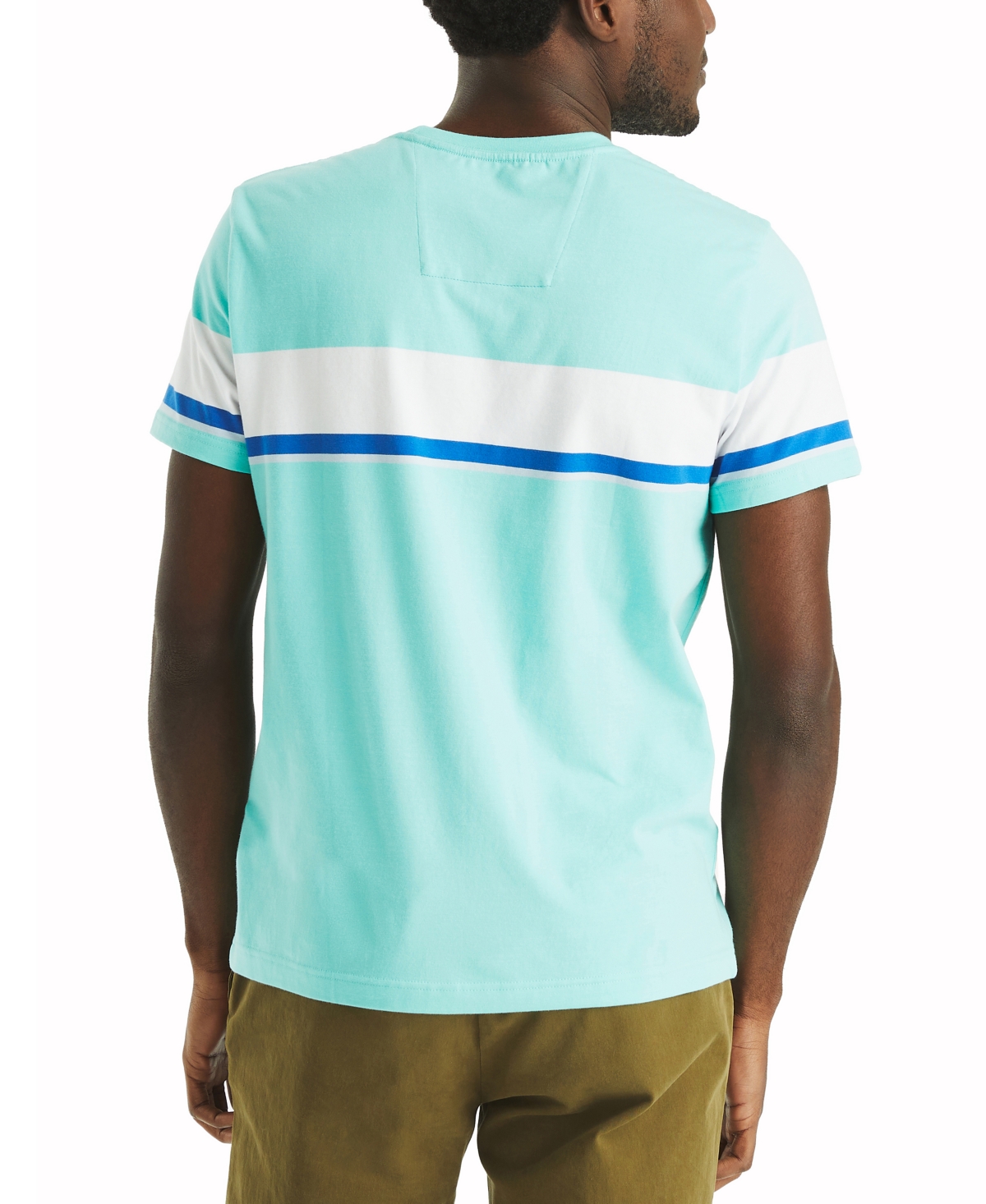 Shop Nautica Men's Striped Cotton-blend Classic-fit T-shirt In Poolsdaqua