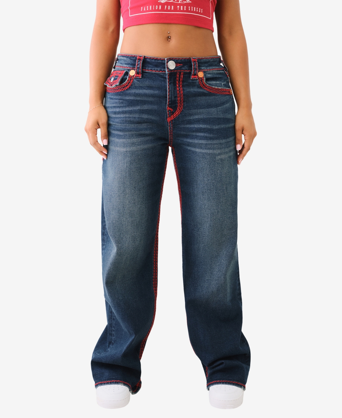 TRUE RELIGION WOMEN'S BOBBI SUPER Q BAGGY FLAP JEANS 