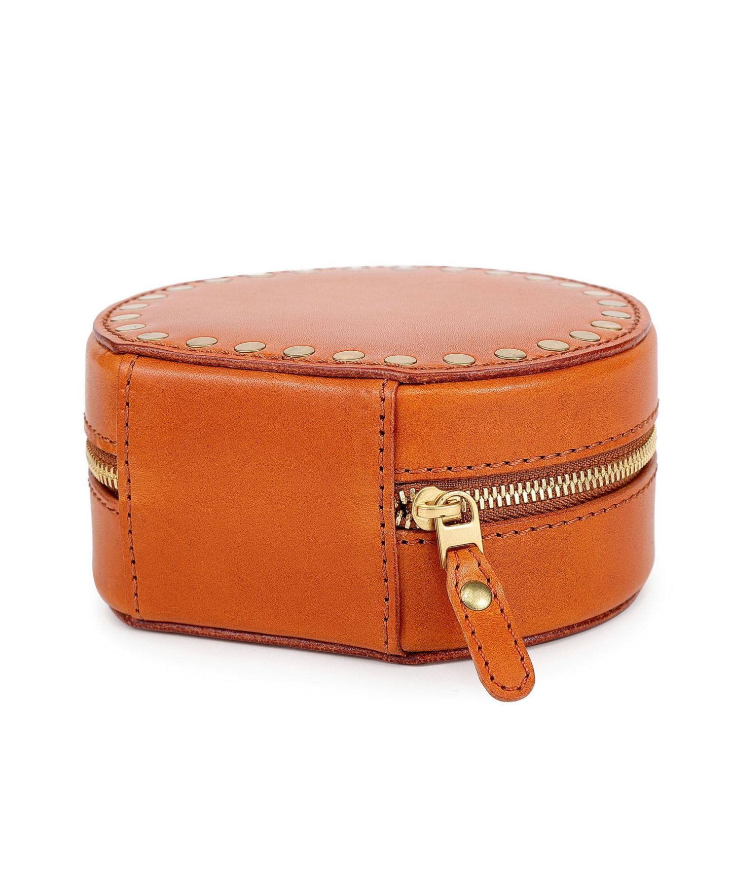 Женская сумка OLD TREND Leather Jewelry Box - Round, цвет: Карамельный — фото 6
