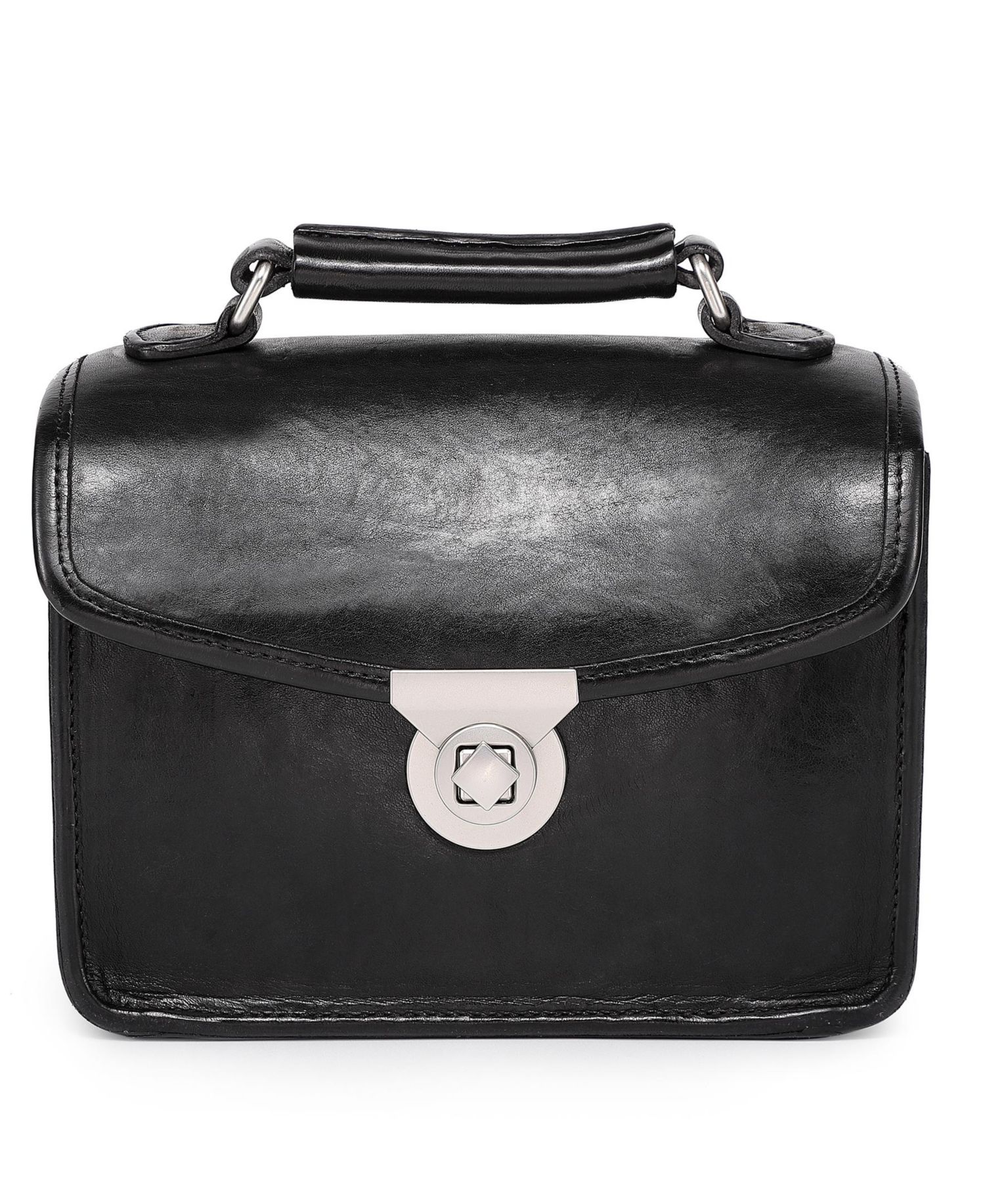 Laurel Mini Leather Convertible Pushlock Crossbody Bag