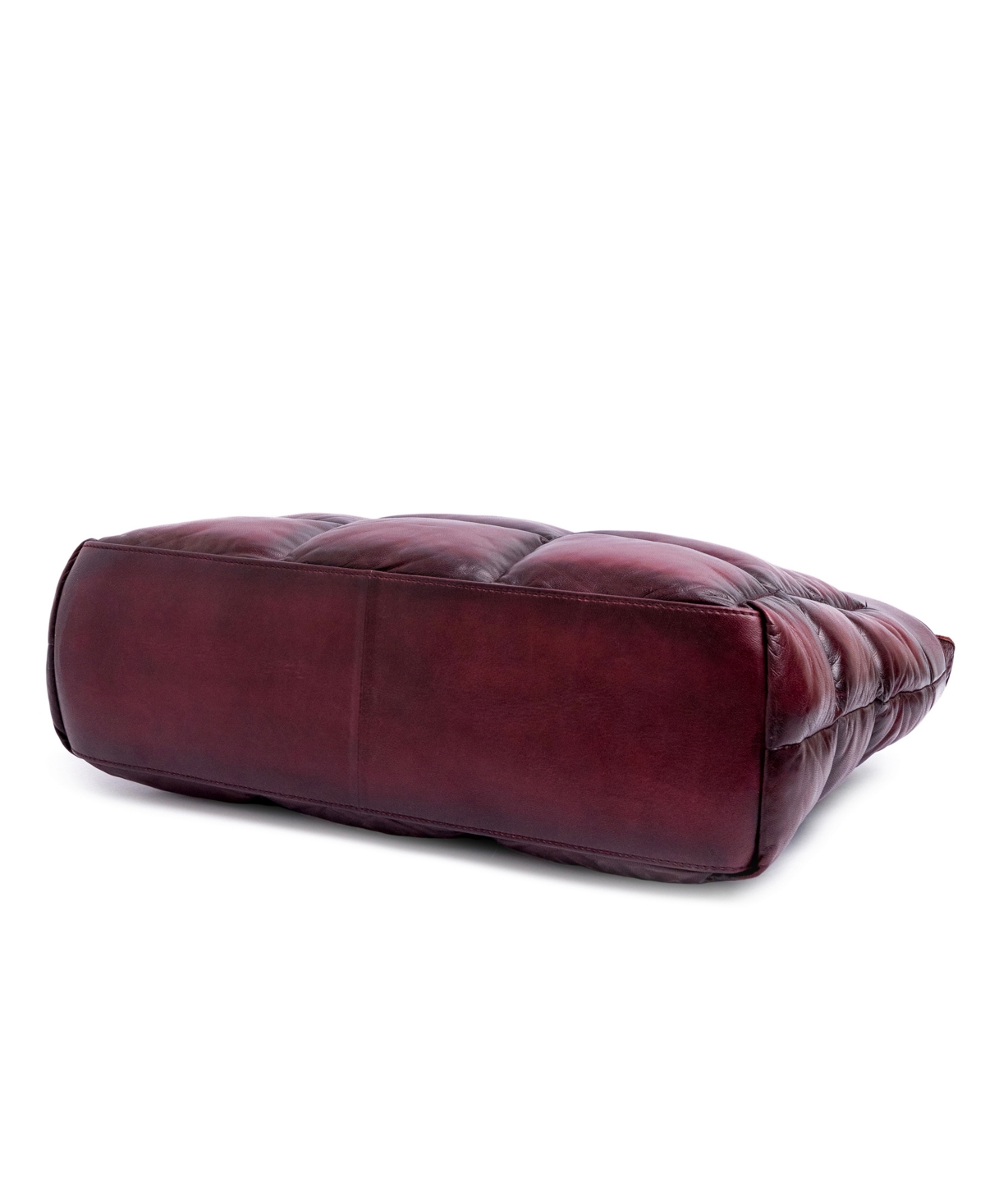 Old Trend Puff Clover Leather Tote Bag In Burgundy
