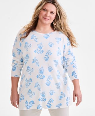 Plus Size Printed Tunic Sweater Exclusively at Macy's
