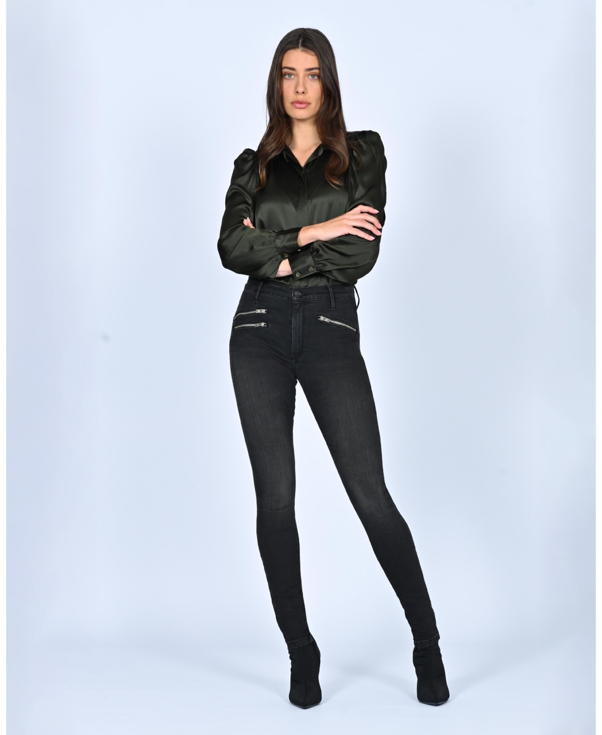 Orchid Denim Women's Billie Zipper Skinny - Black