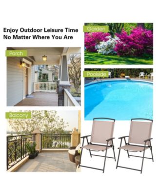 Set of 2 Patio Dining Chairs with Armrests and Rustproof Steel Frame