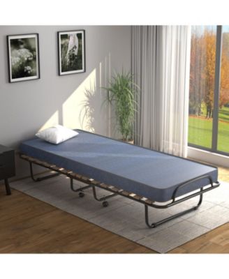 Portable Folding Bed with Memory Foam Mattress and Sturdy Metal Frame Made in Italy
