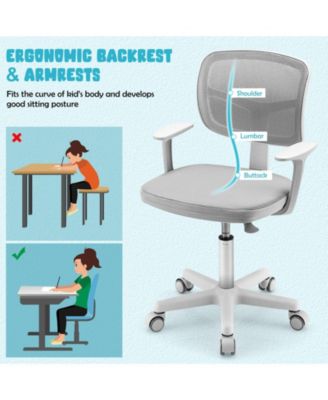 Adjustable Desk Chair with 5 Rolling Casters for Kids