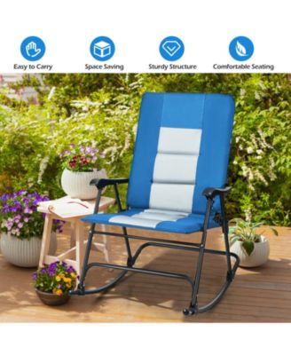 Foldable Rocking Padded Portable Camping Chair with Backrest and Armrest