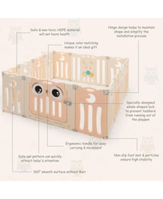 Kids 14-Panel Playpen Activity Center Foldable Play Yard with Lock Door