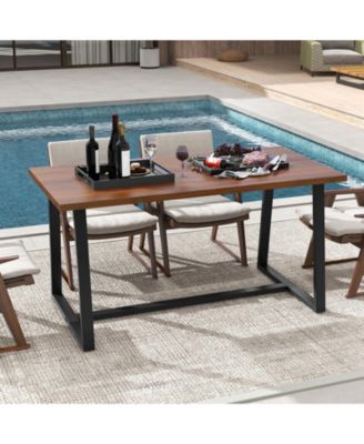 Large Dining Table with Heavy-duty Metal Frame and Anti-slip Foot Pads