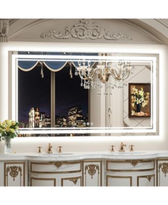 LED Bathroom Mirror with Frontlit and Backlit, Stepless 3 Colors Temperature & Dimmable Light