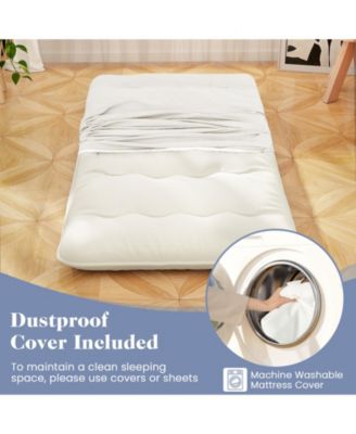 Twin Futon Mattress Floor Sleeping Pad with Washable Cover-Twin Size