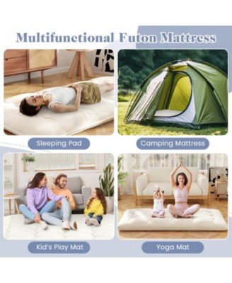 Twin Futon Mattress Floor Sleeping Pad with Washable Cover-Twin Size