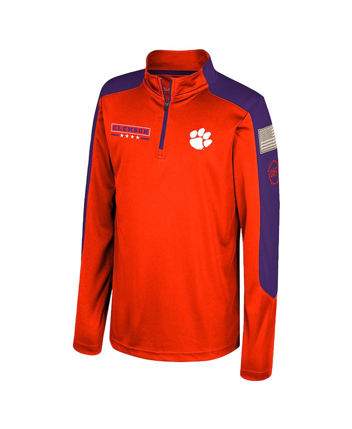 Colosseum Big Boys And Girls Orange Clemson Tigers Oht Military Appreciation Cyclone Quarter-zip Windshirt In Orange