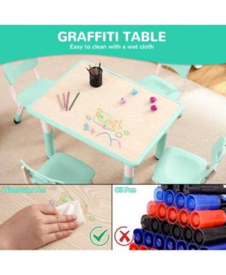 5-Pc HDPE Adjustable Graffiti Desktop Kids Activity Table Set