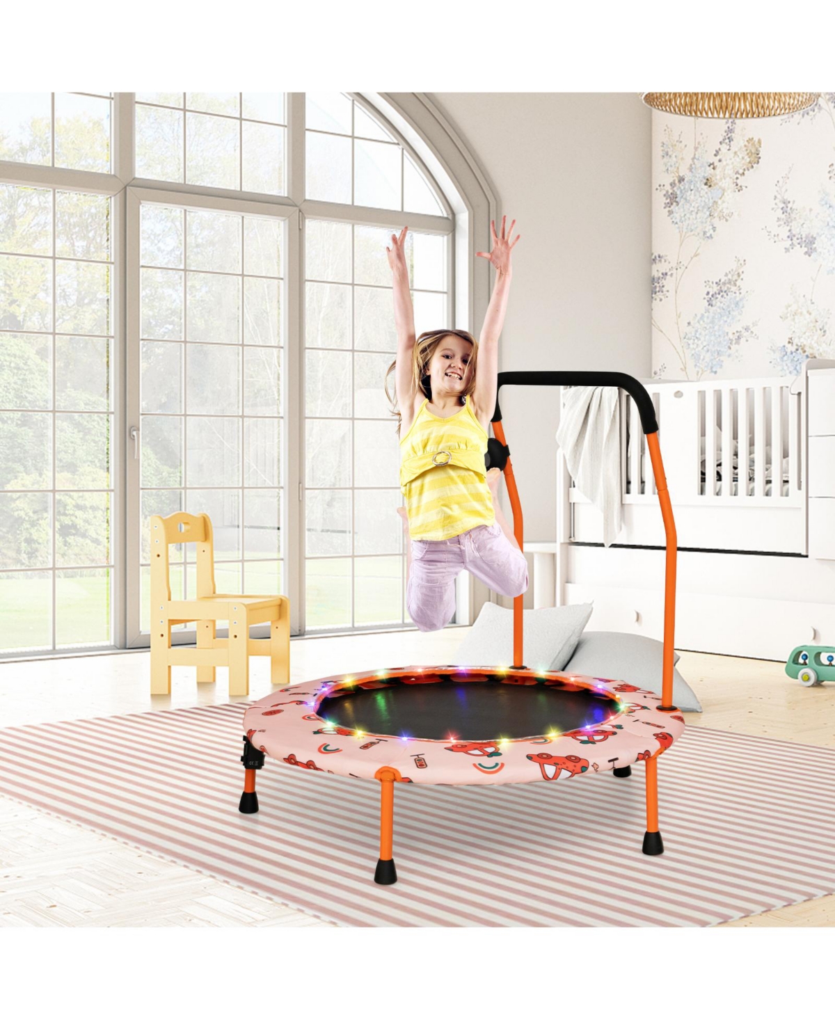 Gouun 36 Inch Mini Trampoline with Colorful Led Lights and Bluetooth Speaker