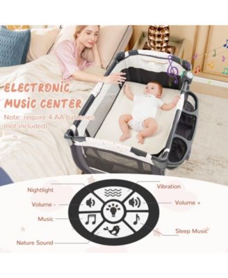 Kids 4 in 1 Portable Pack and Play Nursery Center with Bassinet-Heart