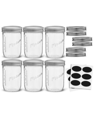 Wide Set of 6 Mason Jars with Airtight Lids