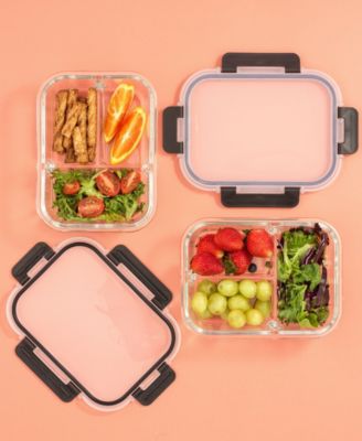 3-Sectional Set of 5 Glass Food Storage Containers