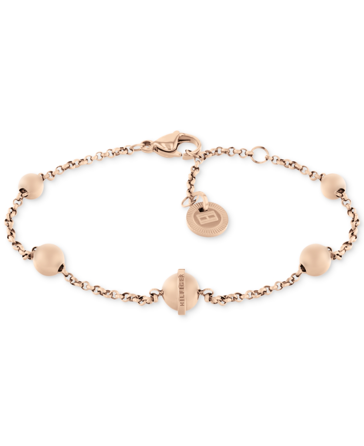 Shop Tommy Hilfiger Gold-tone Stainless Steel Orb Station Bracelet In Carnation