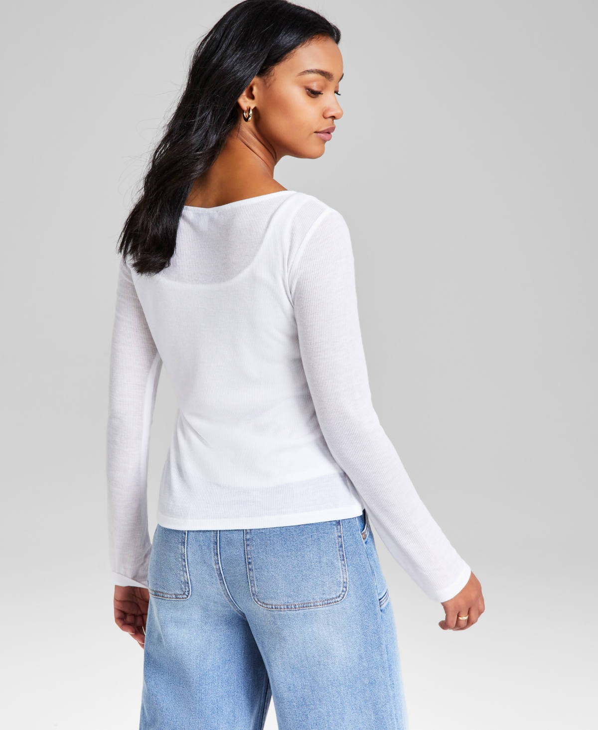And Now This Women's Boat-neck Layering Long-sleeve Top, Exclusively At Macy's In White