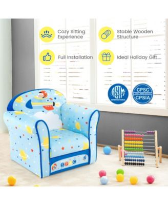 Toddlers Sofa Chair with Velvet Fabric Cover High Density Sponge Filling