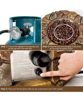 28 Inch Propane Gas Fire Pit Outdoor 40 000 BTU Stone